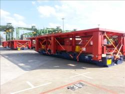 Fabrication loaded to Mafi trailers and awaiting vessel loading Singapore wharf in January 2013