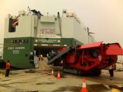 Mobile crushing machine vessel embarkation Singapore